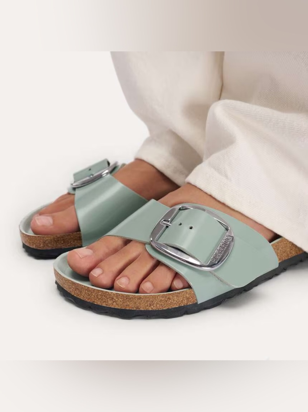 NWT Birkenstock Big Buckle High Shine Madrid Sz 40 9-9.5 Pure Sage Narrow Width